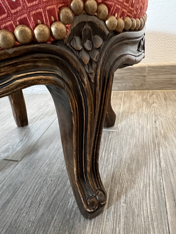 Image 1 of Antica e bellissima panca imbottita e poggiapiedi in stile Luigi XVI