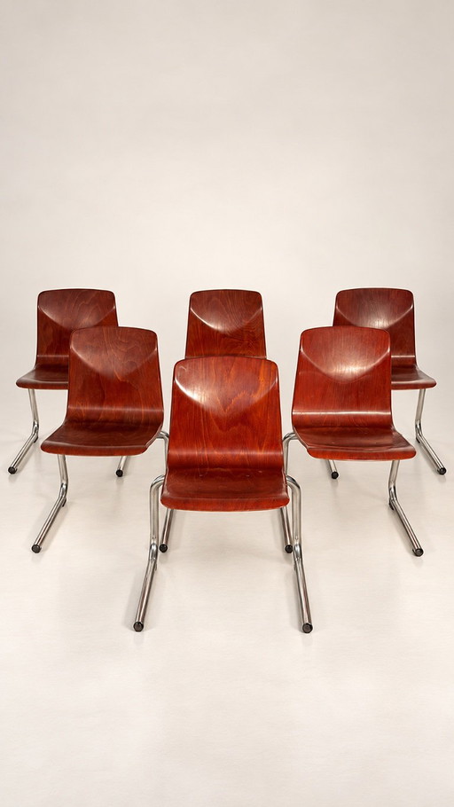SET AUS 6 VINTAGE THUR OP SEAT STÜHLEN – PAGHOLZ 60ER JAHRE