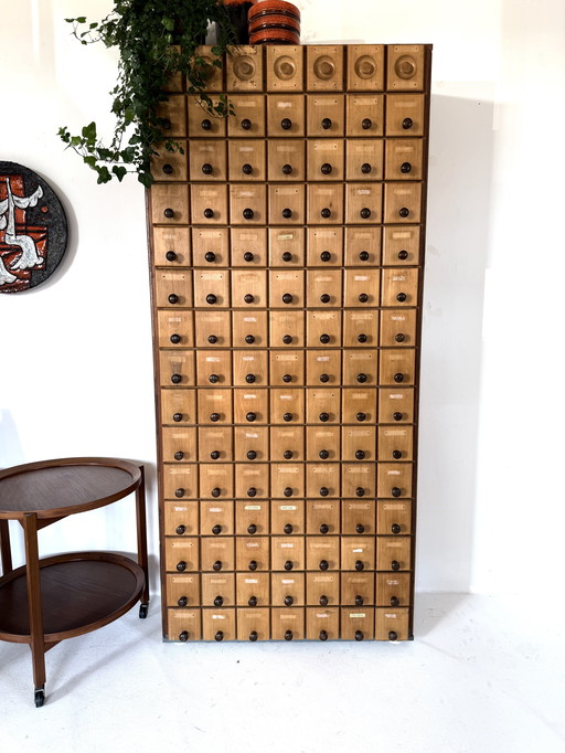 Cassettiera/mobile da farmacia vintage XL anni '30