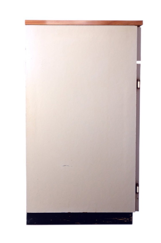 Low Formica cabinet, white with wooden top, W80xD45cmxH80.5cm – Metal (photo 5 of 10)