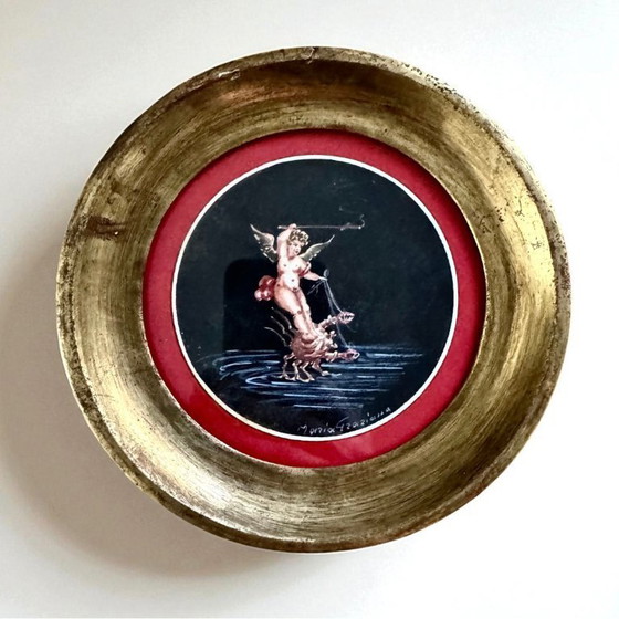 Image 1 of Cuadro con querubín firmado Maria Graziano