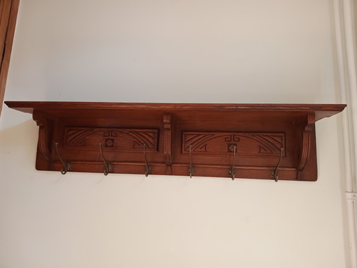 Art deco coat rack with hat shelf