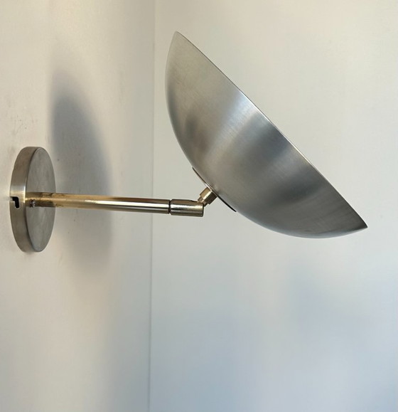 Image 1 of Lampada da parete girevole vintage in metallo spazzolato e ottone, Francia 1970