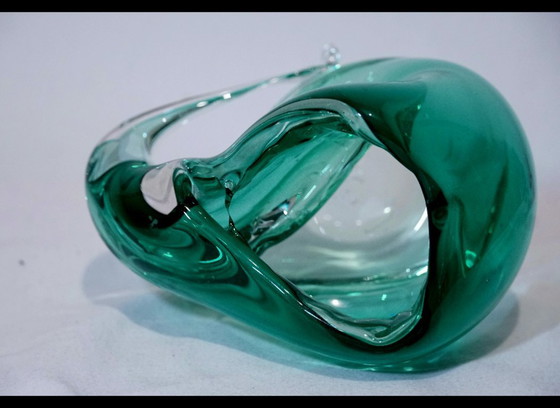 Image 1 of Prachtige smaragdgroene Murano glazen schaal