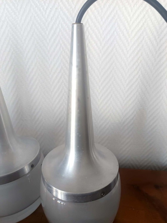 3x Lámparas colgantes Leuchten del personal de la era espacial 1970 – Staff Leuchten, Aluminium (photo 9 of 14)
