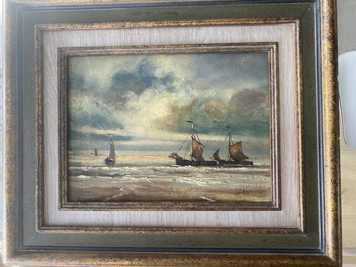 Vintage olieverf schilderij -  Gesigneerd J.J.Klijn - paneel 