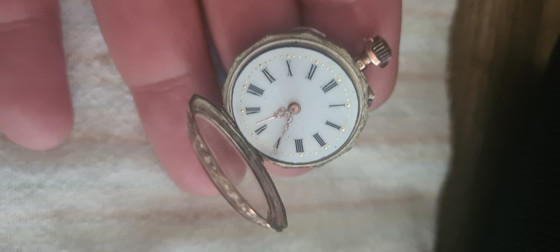 Antique Swiss Ladies Silver Pocket Watch – Clocks, Gold (photo 5 of 5)