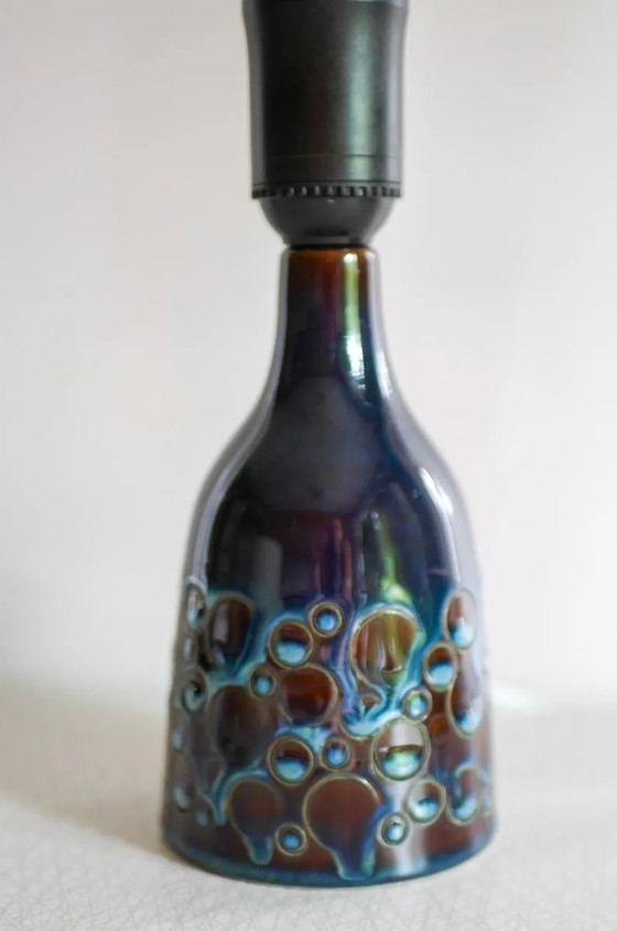 Image 1 of Mid-century modern pottery table lamp with candy glazing from Söholm, Denmark, 1960s