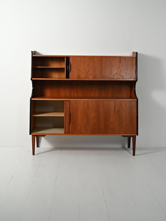 Image 1 of 1950s teak sideboard with display cabinet