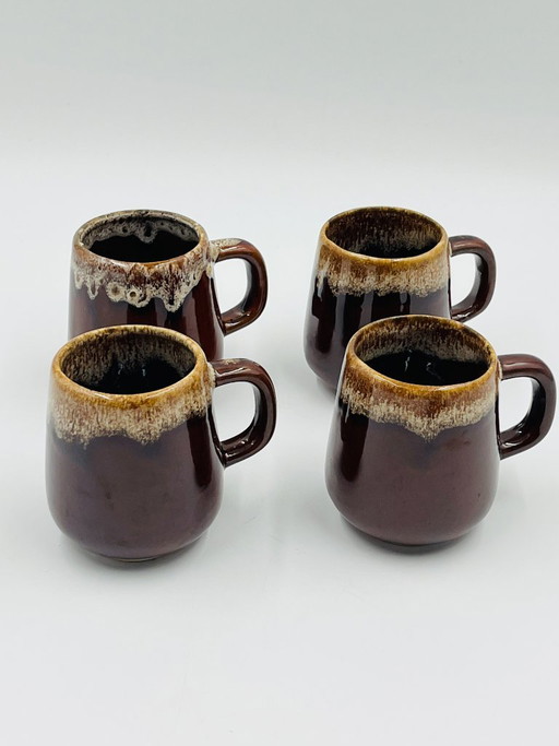 Juego de 4 tazas de gres flameado