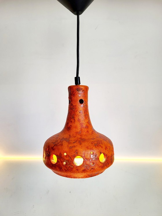 Image 1 of Lampada a sospensione Fat Lava in ceramica, tonalità arancioni, anni '50