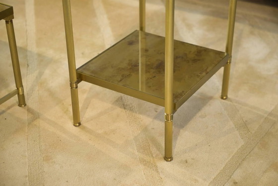 Neoklassisches Couchtisch-Set mit 2 Beistelltischen, Spiegelglas, 1980er Jahre. – Couchtische, Kristall (photo 9 of 13)