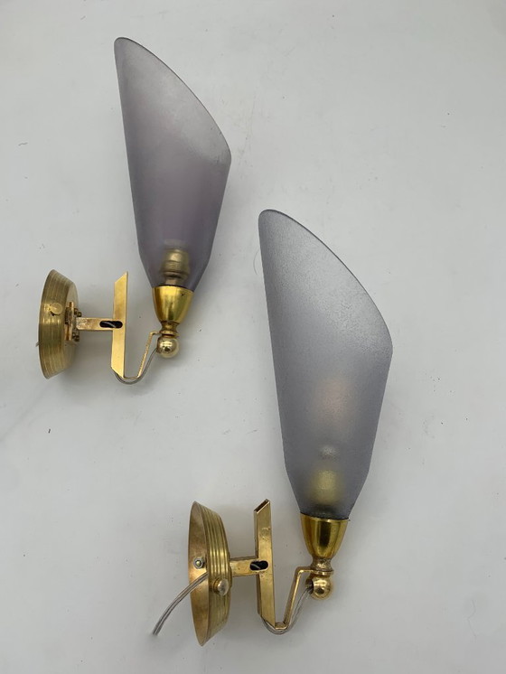 Image 1 of Pair of vintage glass wall lamps made in Italy by Seguso in 1950