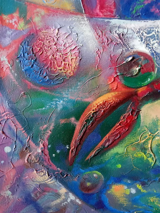 Original Oil Painting Abstract Expressionism Zodiac Sign Scorpion – Paintings & Drawings, Canvas (photo 5 of 7)