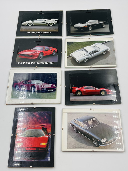 Set of 8 car postcards
