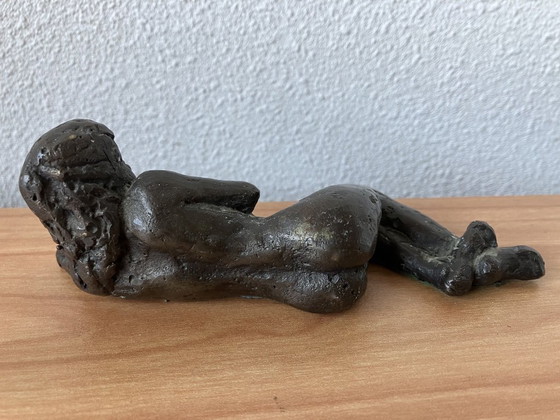 Image 1 of Solid Bronze Statue of a Reclining Lady