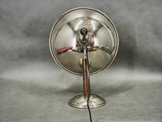 Image 1 of 1930s Bauhaus Chrome Table Lamp with Beech Handle, Czechoslovakia