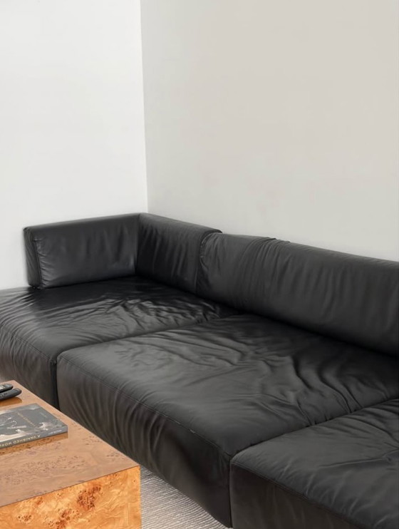Edra L'homme et la femme black leather couch, 3-5 seaters (photo 2 of 8)