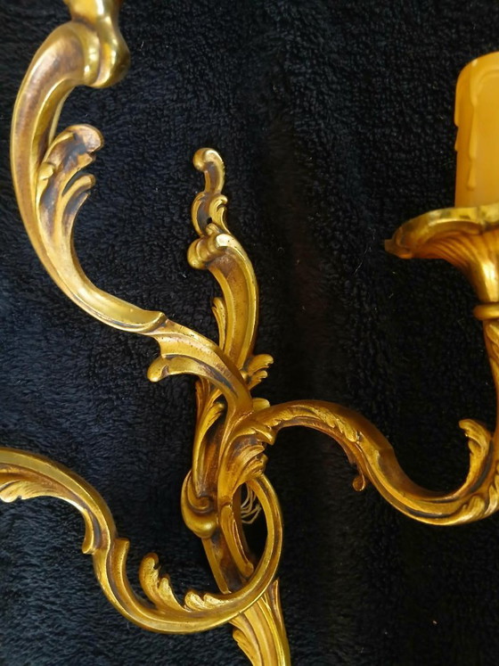 2 of meer bronzen wandlampen in Lodewijk XV-rococostijl met 3 armen (photo 5 of 6)