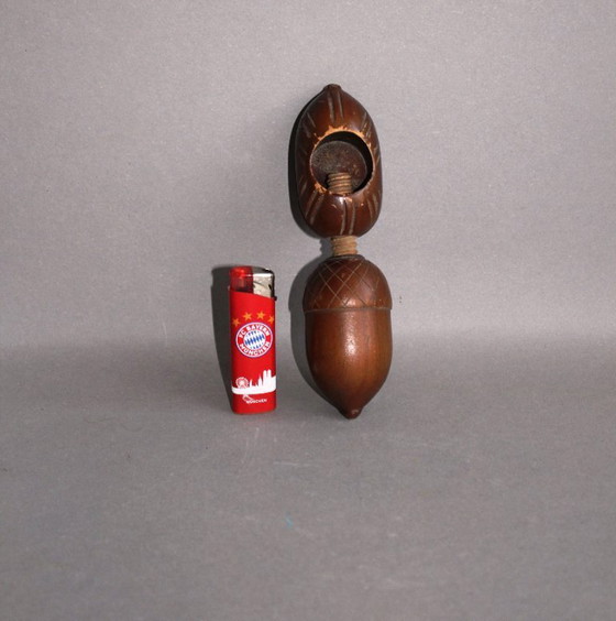 Image 1 of Antique wooden nutcracker/nut screw shaped like a giant acorn, wood carving, collector's item