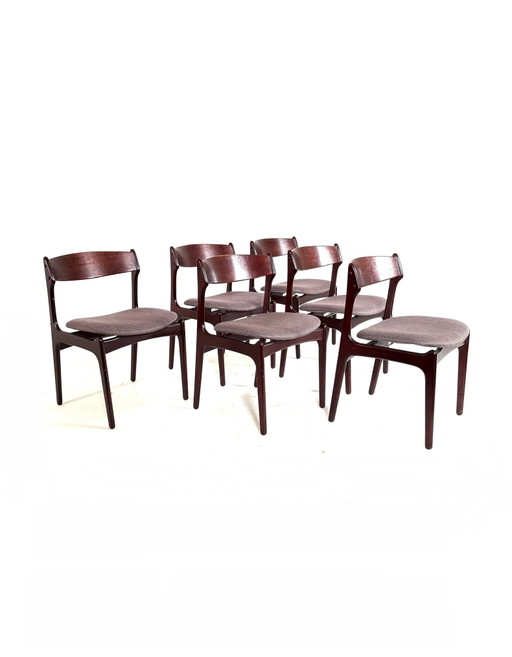 6 sillas de comedor vintage, Erik Buch '70 – eetkamerstoelen, Wood, Textile (photo 2 of 15)