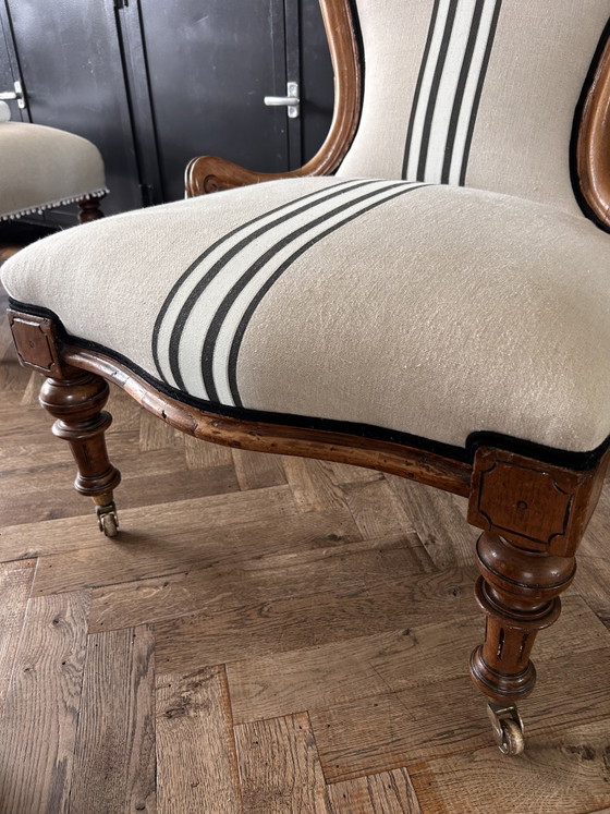 Image 1 of Antique Biedermeier knitting chair, newly upholstered