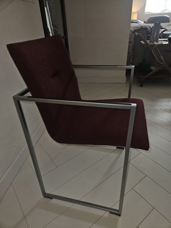 Image 1 of 6 x Arco Frame dining chairs burgundy red