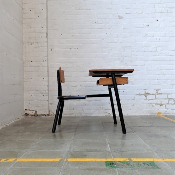 Image 1 of Vintage Franse schoolbank