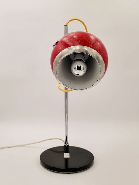 Image 1 of Großer 60er Jahre Aluminor Eyeball - restauriert rot glitzernd Pop Space Age