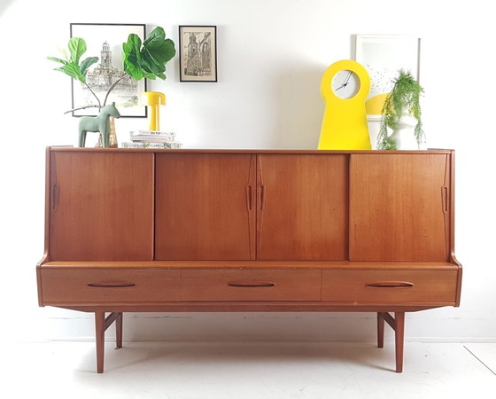 Image 1 of Vintage Deens Highboard | drankenkast buffetkast teak Danish