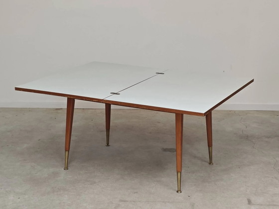 Couchtisch, Esstisch für 6 Personen, Ostdeutschland. – Esstische, Holz, Messing, Mid Century Modern (photo 7 of 21)