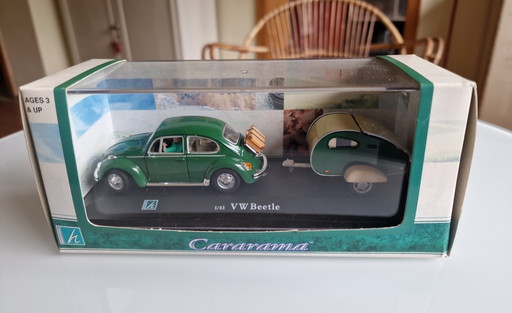 Cararama VW Kever met caravan schaalmodel 1:43 – decoratieve objecten, Metal, Plastic
