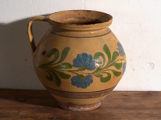 Brocca antica in ceramica smaltata, Europa Centrale, circa 1920, Stoviglie, Blu (foto 6 di 10)