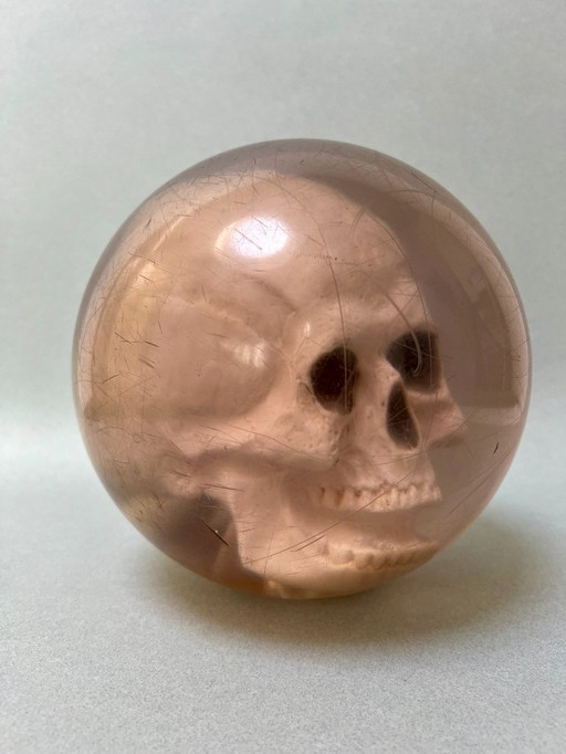 Ebonite skull bowling ball with matching bag, 1990s USA
