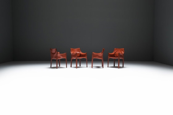 Image 1 of Early edition Cab 413 armchairs in leather by Mario Bellini for Cassina Italy