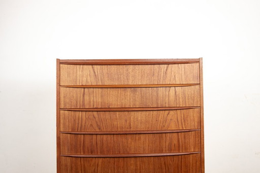 Tallboy" teak 6-drawer chest of drawers, Denmark 1960s.