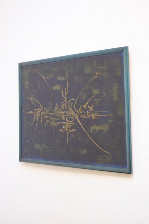Abstract painting by Omer Kowalski, 1970s Belgium