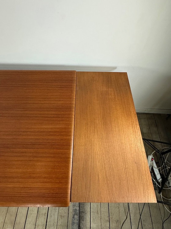 Vintage Scandinavian Teak Dining Table 1970s – 2 Integrated Extensions – Wood (photo 10 of 12)