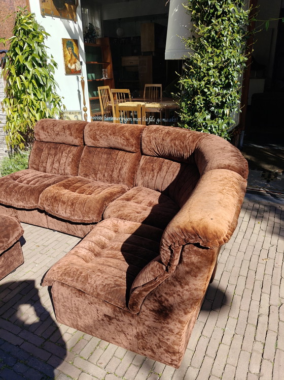Image 1 of Divano modulare vintage in velluto a coste marrone