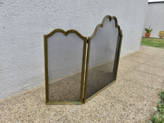 Pantalla para chimenea, protector contra chispas "Made in Italy" en latón, 3 paneles plegables, 1970 (photo 3 of 13)