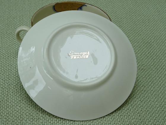 Image 1 of Tazza da caffè/piattino Limoges/Bavaria - dipinta a mano in oro