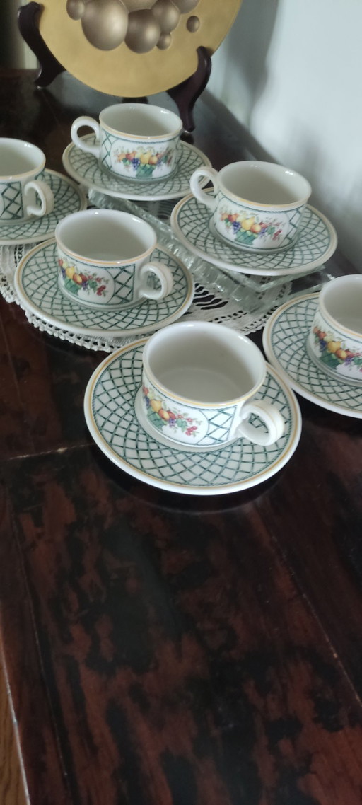Villeroy & Boch "Basket" Tea Cups Set of 6 – Vintage 1970s/80s – Glass-Porcelain