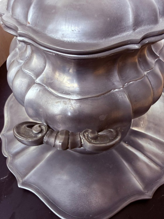 Vintage Italiaanse Soepterrine – Tafelwaar, Metal, Silver (photo 3 of 7)