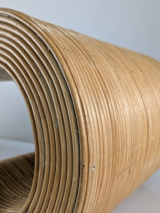 Table basse sculpturale en rotin courbé, 1970