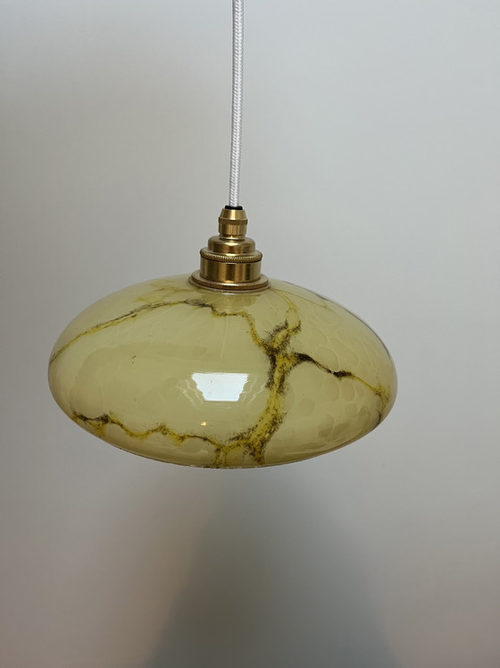 Image 1 of Vintage, opaline marmerachtige hanglamp (Art Deco)