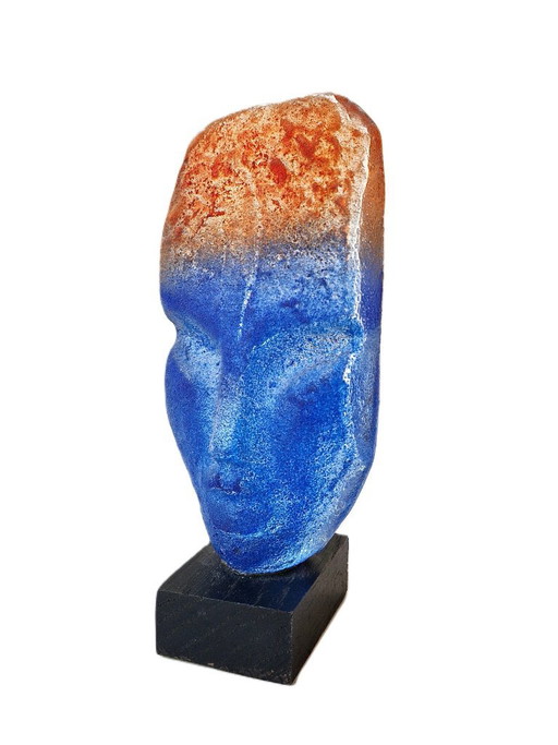 Björn Ekegren Sweden - Glasskulptur Gesicht auf Sockel - 23/200
