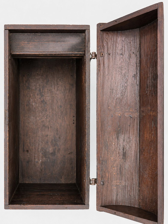 Image 1 of Baule/cassapanca antico in rovere con coperchio arcuato - XVII/inizio XVIII secolo