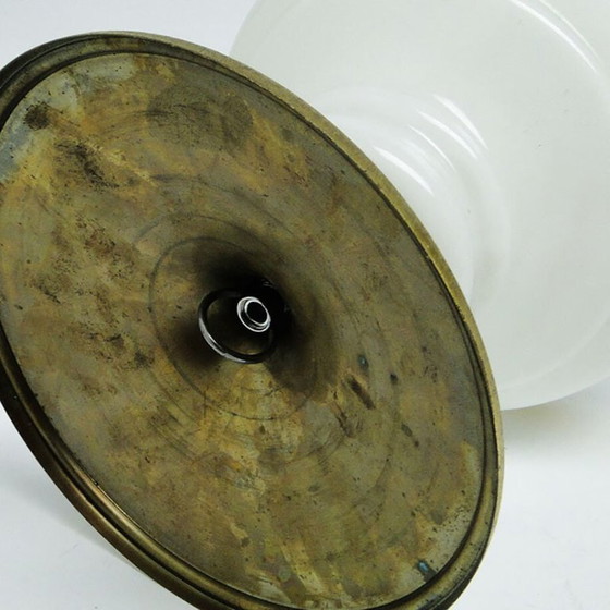 Lámpara colgante de mediados de siglo de Polam, década de 1970. – Lámparas colgantes, Glass, Metal (photo 14 of 16)