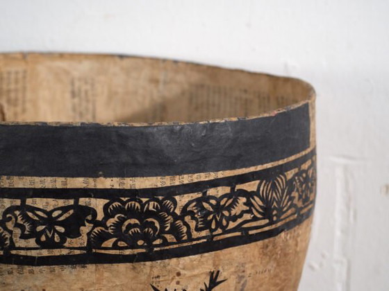 Cesto antico cinese in cartapesta con ritagli di carta neri – Cina, circa 1930 – Oggetti decorativi (photo 12 of 40)