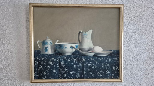Original oil painting / still life by Yin Yong Chun – Asian porcelain